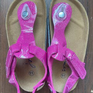 Joules Girls Pink Glitter Thong Sandals Size 12 US (UK11) New Never Worn